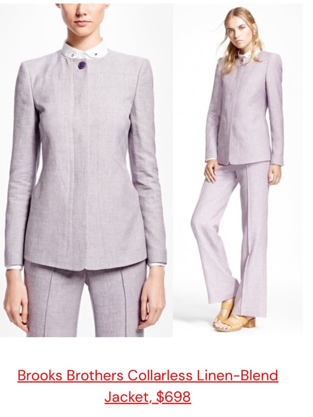 Brooks Brothers Piana Collarless Linen Wool Blend Jacket Zac Posen Collab 2017